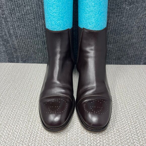 Gucci Zowie Chelsea Boots Brown Leather Pull On Brogue GG Logo 699527 Sz 43 US 9 main image 6